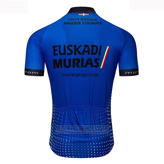 2019 Fahrradbekleidung Euskadi Murias Blau Trikot Kurzarm und Tragerhose - zum Schließen ins Bild klicken